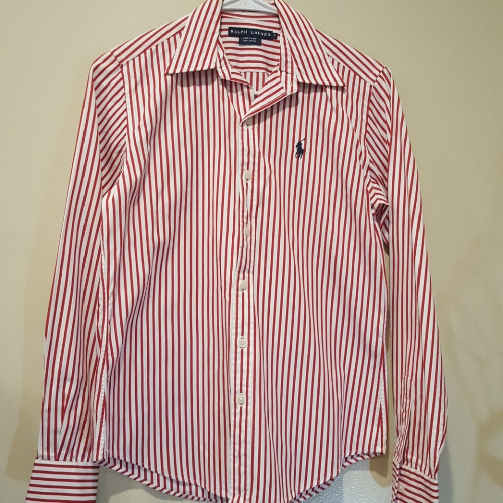 Ralph Lauren Red Striped Long Sleeves